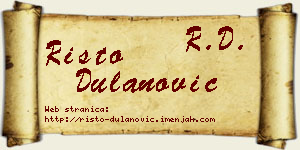 Risto Dulanović vizit kartica